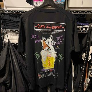 ゴースローキャラバン(go slow caravan)のgo slow caravan  猫と麦酒TEE 無限麦酒 Lサイズ ブラック(Tシャツ/カットソー(半袖/袖なし))