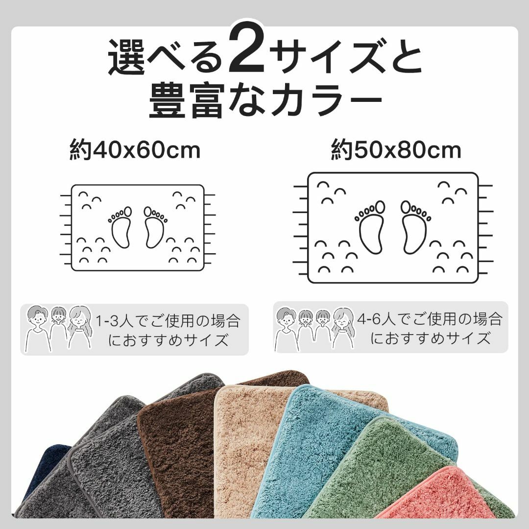 【色:ネイビー_サイズ:50x80CM】バスマット 大判 速乾 洗える お風呂マ インテリア/住まい/日用品の日用品/生活雑貨/旅行(タオル/バス用品)の商品写真