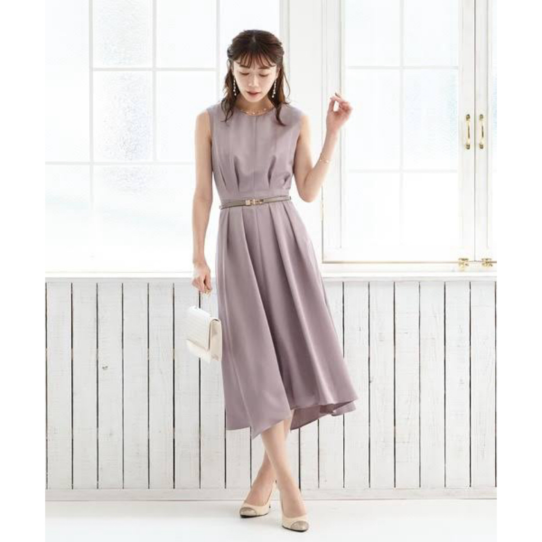 AIMER(エメ)のAimer エメ サテンタックアシンメトリースカートパーティードレス モカ M レディースのフォーマル/ドレス(ミディアムドレス)の商品写真