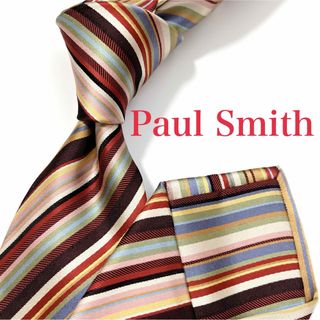 ポールスミス(Paul Smith)の美品 ポールスミス ネクタイ ハイブランド マルチストライプ柄 光沢 希少(ネクタイ)