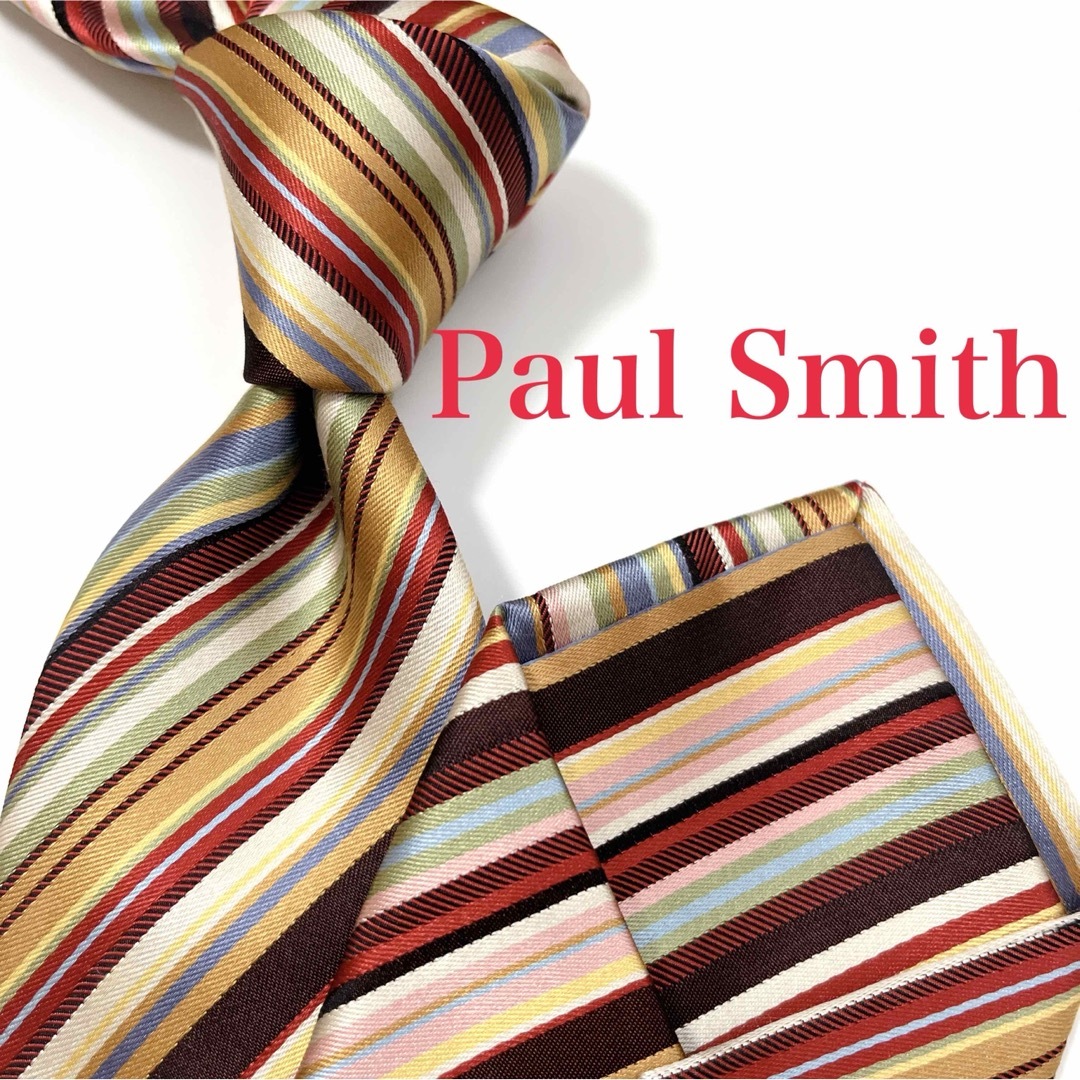 Paul Smith(ポールスミス)の美品 ポールスミス ネクタイ ハイブランド マルチストライプ柄 光沢 希少 メンズのファッション小物(ネクタイ)の商品写真