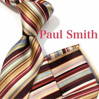 ポールスミス(Paul Smith)の美品 ポールスミス ネクタイ ハイブランド マルチストライプ柄 光沢 希少(ネクタイ)