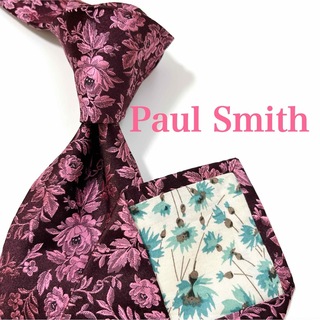 ポールスミス(Paul Smith)の美品 ポールスミス ネクタイ ハイブランド 花柄 ジャガード織り 光沢 希少(ネクタイ)