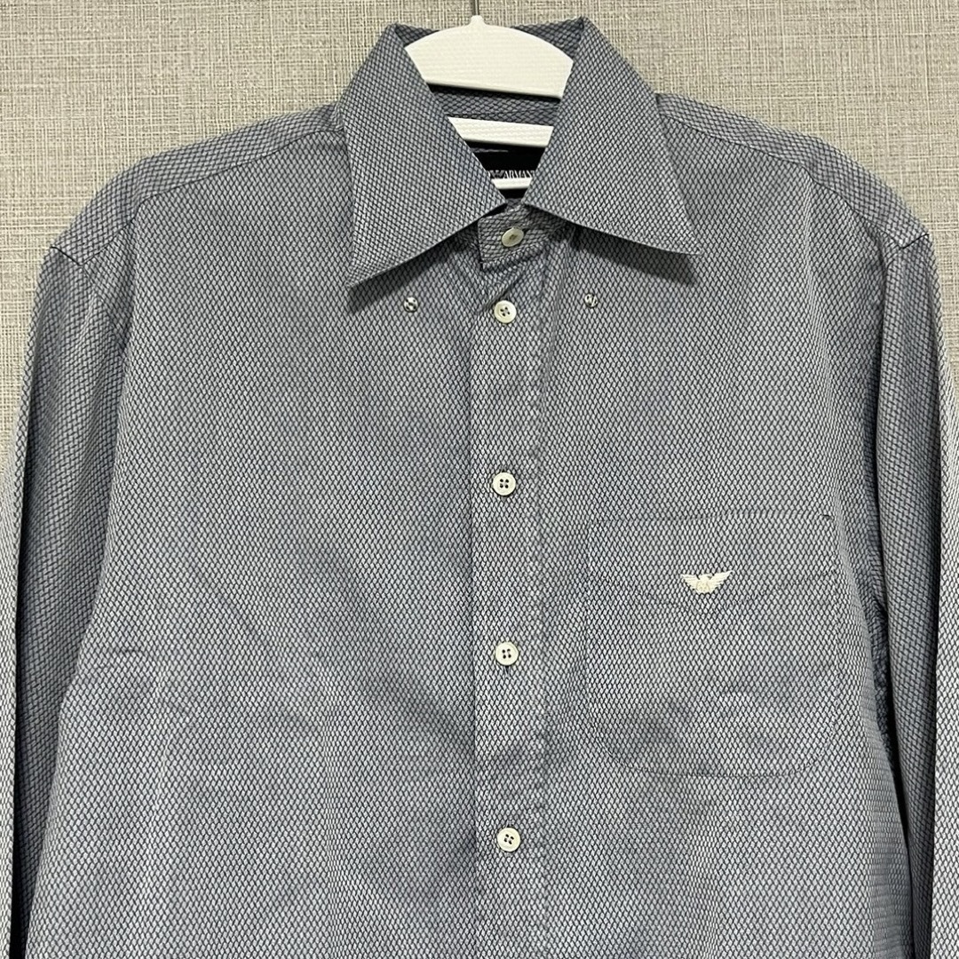 Emporio Armani(エンポリオアルマーニ)のアルマーニ/EMPORIO ARMANI ダイヤ柄 長袖シャツ S 約3万円 メンズのトップス(シャツ)の商品写真