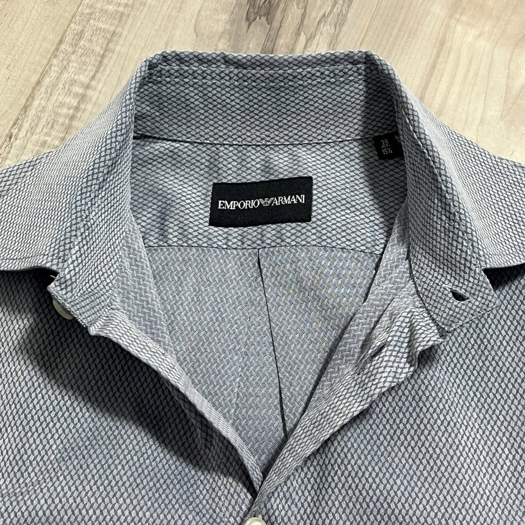 Emporio Armani(エンポリオアルマーニ)のアルマーニ/EMPORIO ARMANI ダイヤ柄 長袖シャツ S 約3万円 メンズのトップス(シャツ)の商品写真
