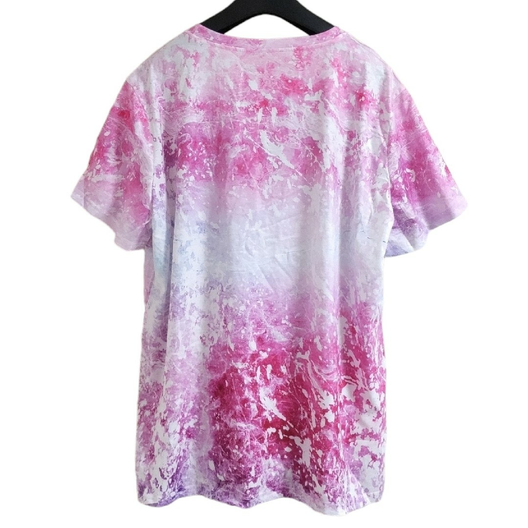 大きいサイズ レディース 半袖 Tシャツ ピンク バタフライ リボン 3L 柄 レディースのトップス(Tシャツ(半袖/袖なし))の商品写真
