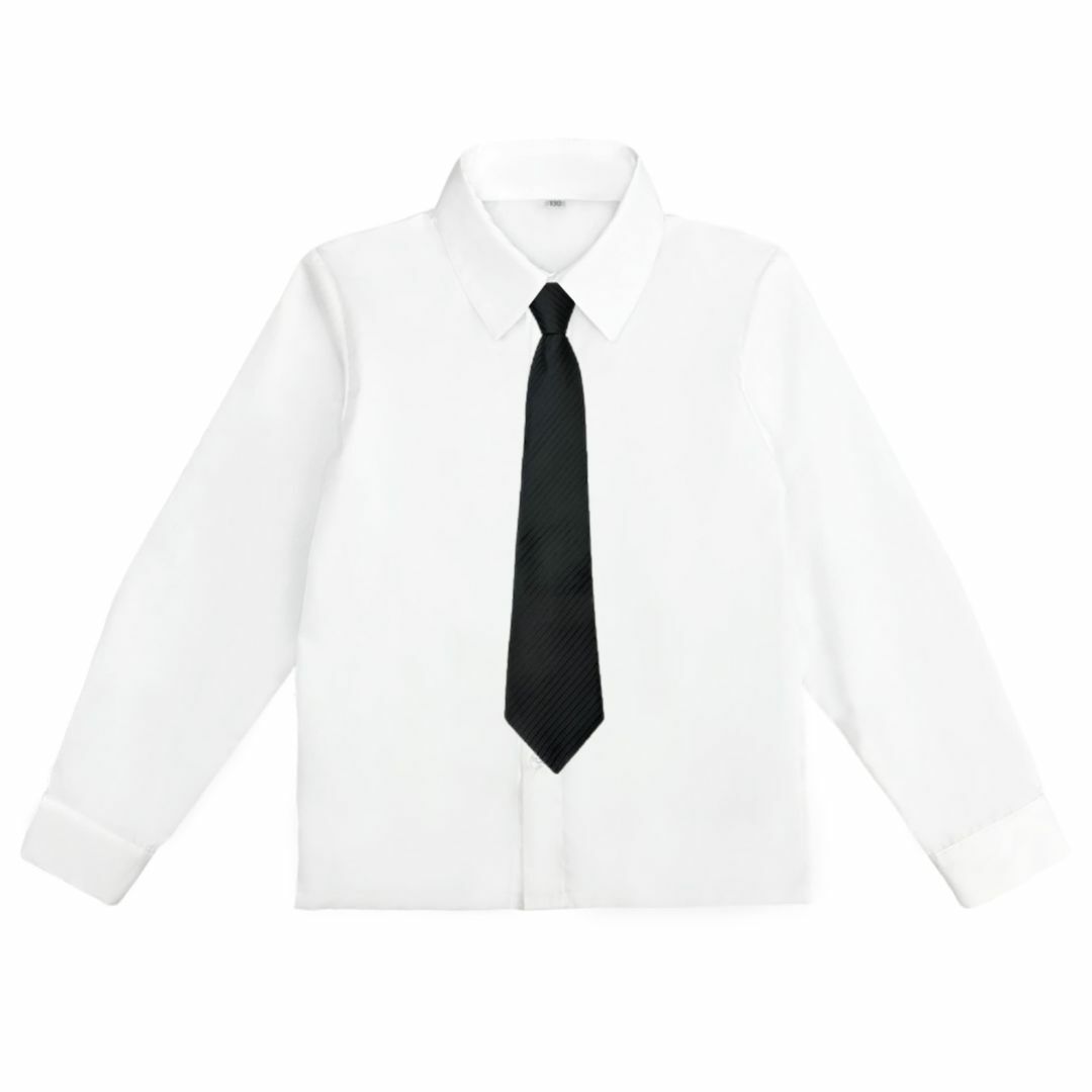 [CC-Princess] シャツ 子供用・白の長袖ワイシャツと黒いネクタイのセ キッズ/ベビー/マタニティのベビー服(~85cm)(その他)の商品写真