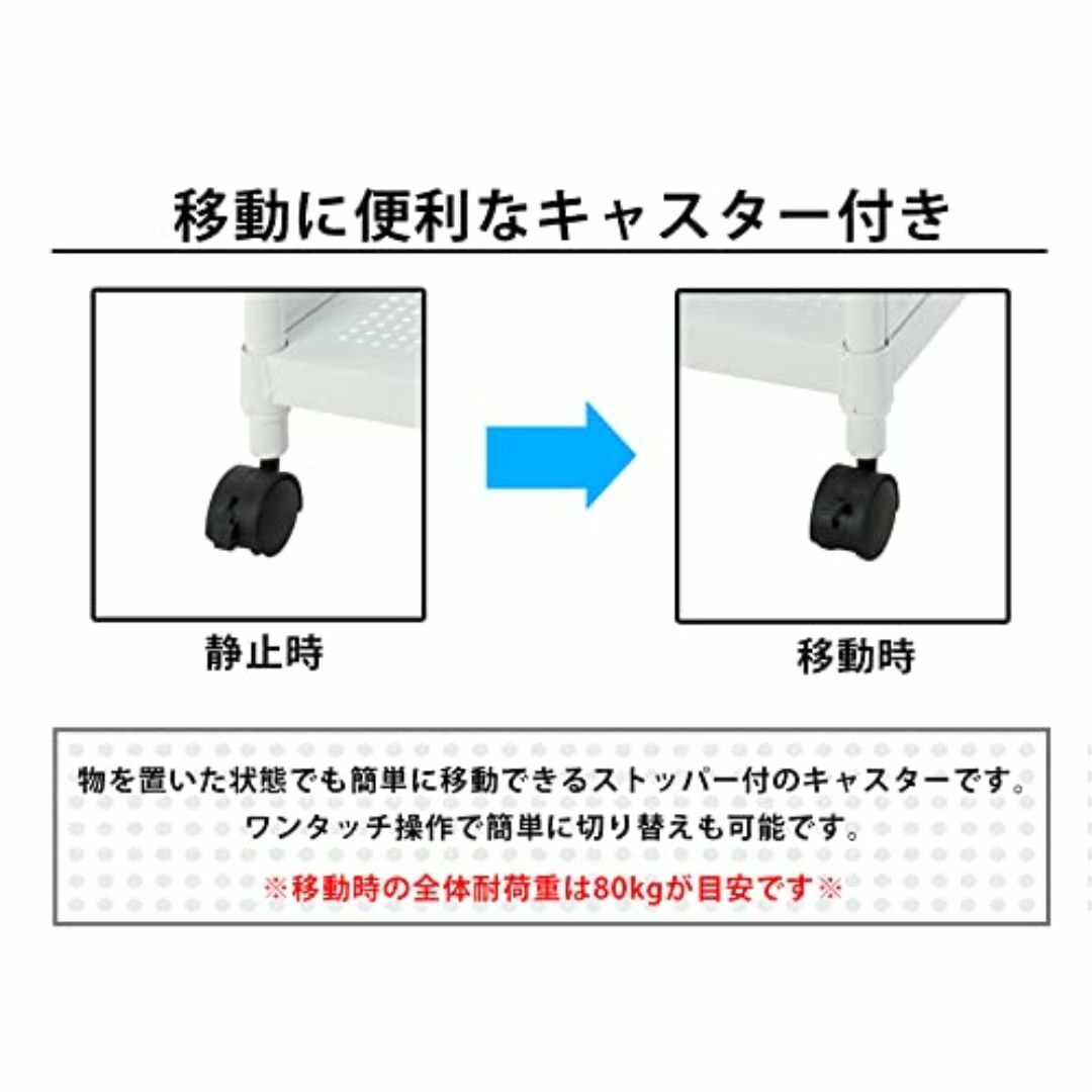 【色: White】アイリスプラザ スチールラック 3段 スチールシェルフ パン インテリア/住まい/日用品の収納家具(その他)の商品写真