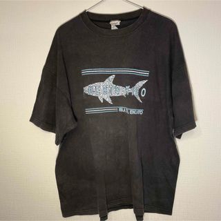 『US古着』ビンテージ　アニマル　半袖Tシャツ　ブラックTシャツ　サメ　シャーク(Tシャツ/カットソー(半袖/袖なし))