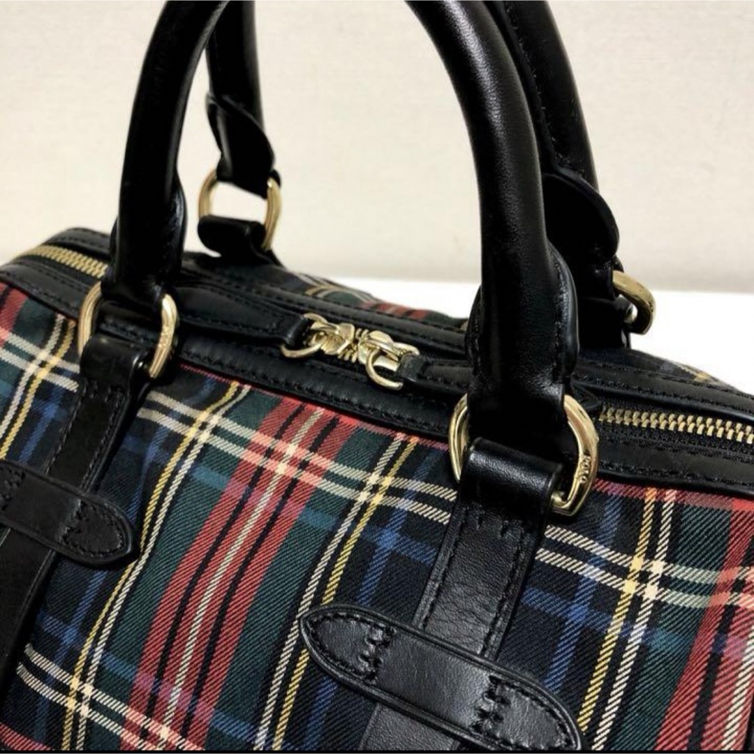 POLO RALPH LAUREN(ポロラルフローレン)の極美品 RALPH LAUREN ラルフローレン レザーチェック柄 ハンドバッグ レディースのバッグ(トートバッグ)の商品写真