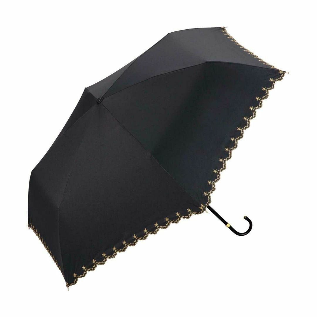 【色: ブラック】Wpc. 日傘 折りたたみ傘 遮光星柄スカラップ ミニ ブラッ レディースのファッション小物(その他)の商品写真