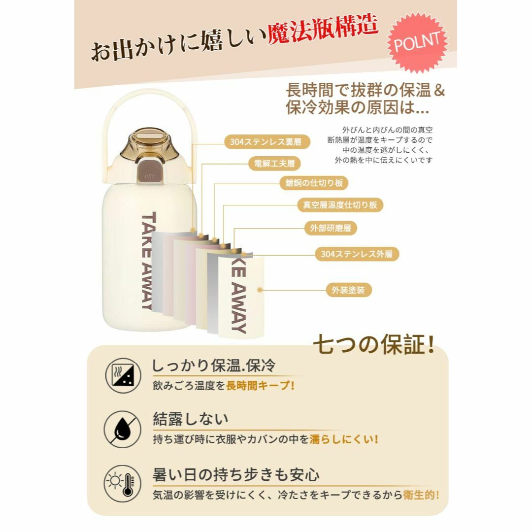 【色:イエロー_サイズ:850ml】BottHealth 850ml ストロー  インテリア/住まい/日用品のキッチン/食器(弁当用品)の商品写真