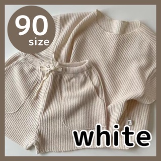 大人気♡ベビー セットアップ 半袖 半ズボン 90 男の子 ホワイト 白 韓国(Tシャツ/カットソー)