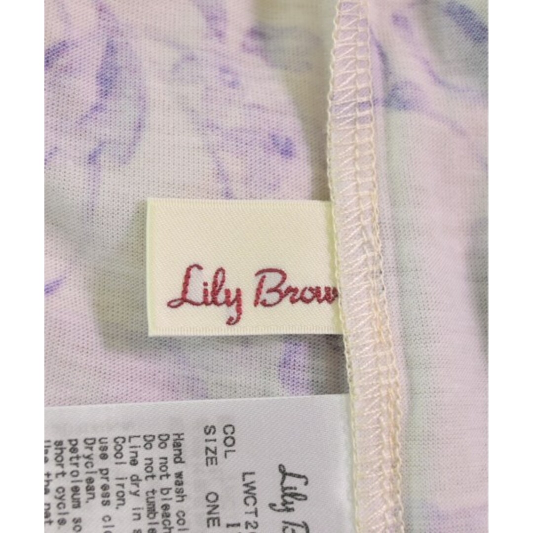 Lily Brown(リリーブラウン)のLILY BROWN Tシャツ・カットソー ONE ベージュx紫(花柄) 【古着】【中古】 レディースのトップス(カットソー(半袖/袖なし))の商品写真