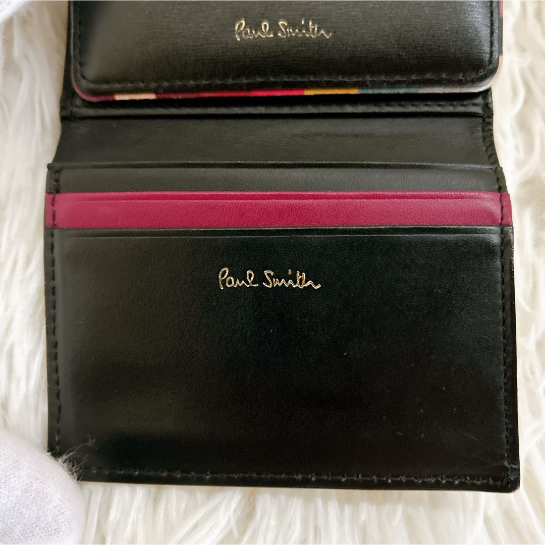 Paul Smith(ポールスミス)のポールスミス 三つ折り財布 がま口 スワールトリム ストライプ ブラック レディースのファッション小物(財布)の商品写真