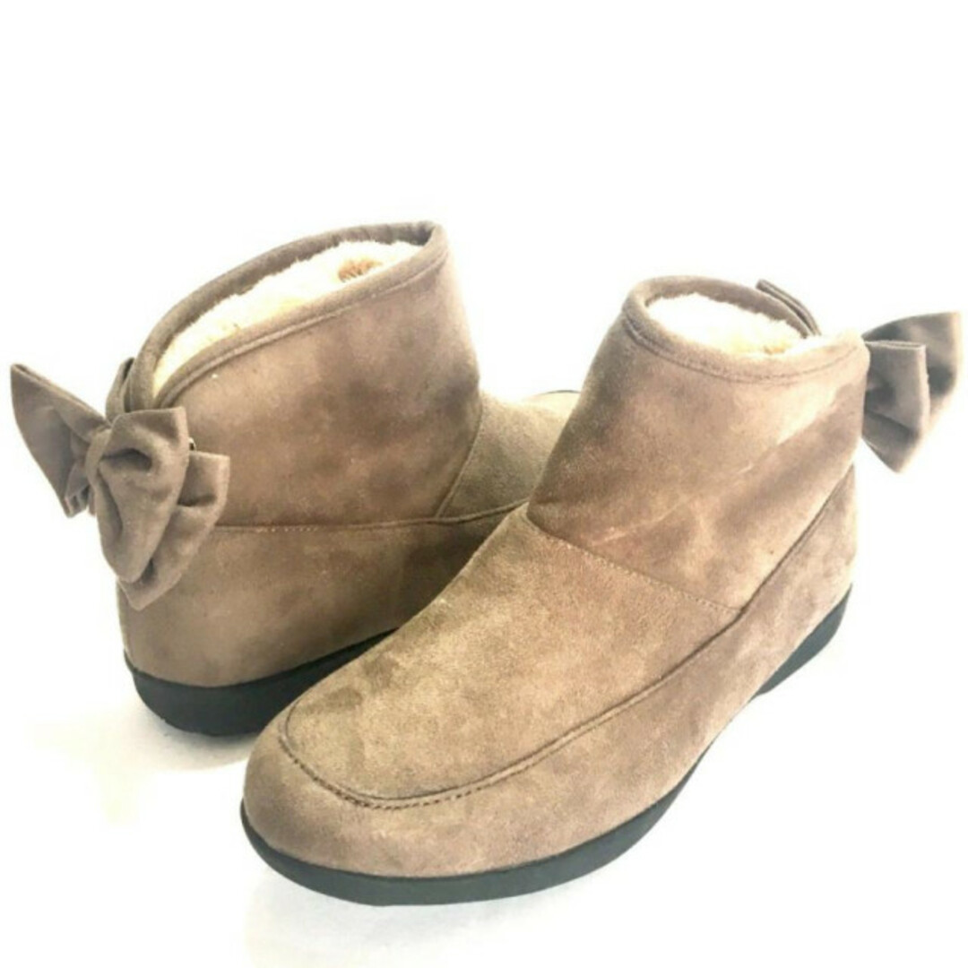 Mode et Jacomo(モードエジャコモ)の新品 24cm リボン マリーファム ボア ショートブーツ レディースの靴/シューズ(ブーツ)の商品写真