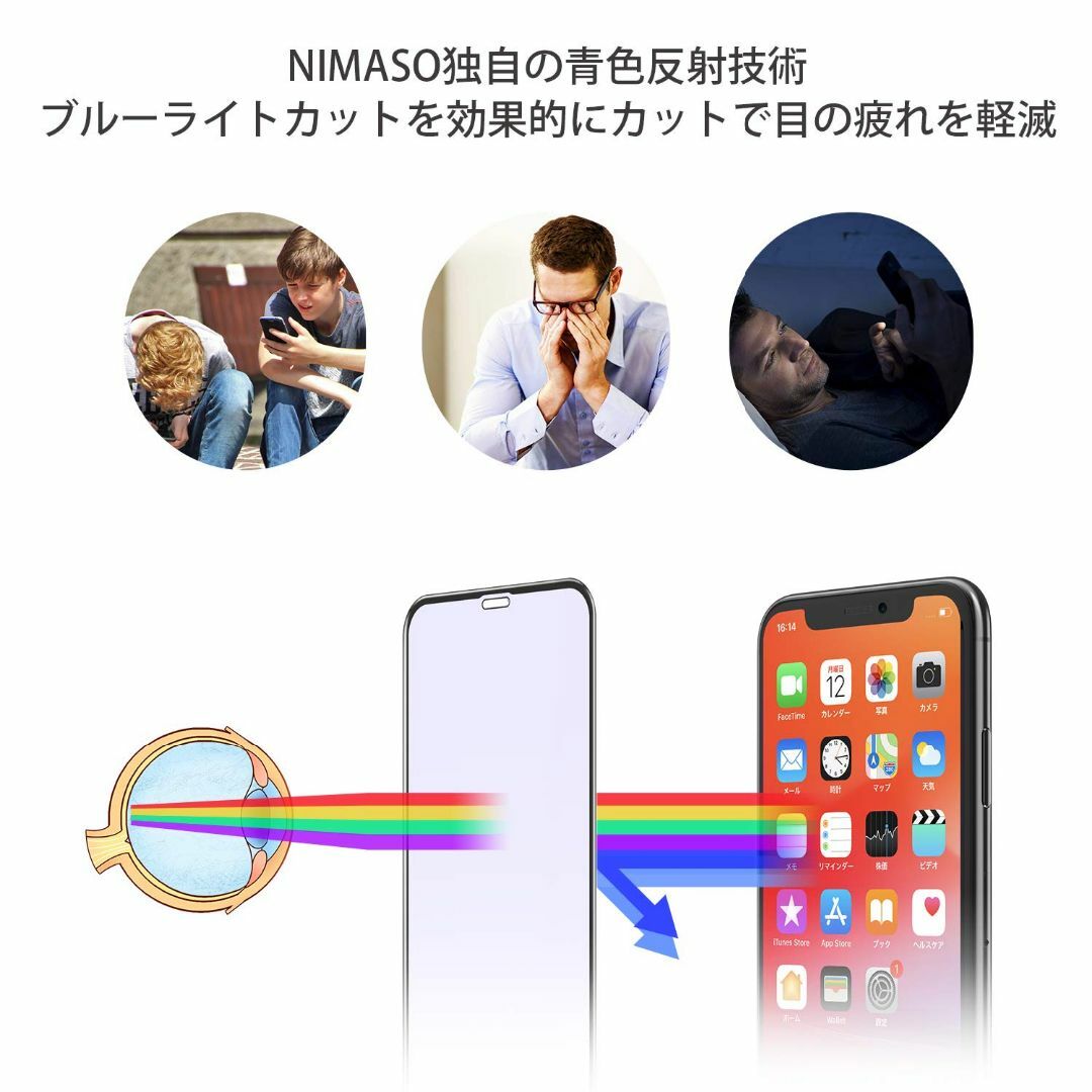 【特価商品】NIMASO ブルーライトカット ガラスフィルム iphone11p スマホ/家電/カメラのスマホアクセサリー(その他)の商品写真