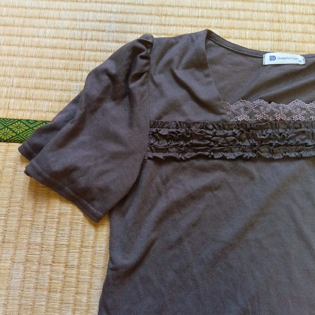 ブラウン半袖カットソーM レディースのトップス(カットソー(半袖/袖なし))の商品写真