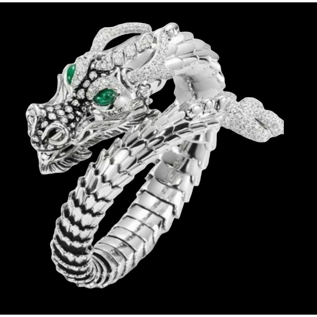 【H014】リング メンズ シルバー ドラゴン ホワイト 指輪 20号 メンズのアクセサリー(リング(指輪))の商品写真