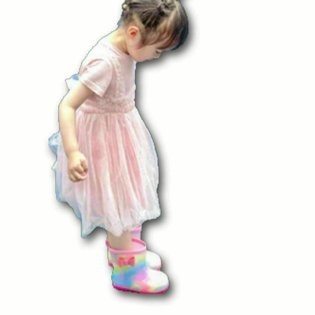 レインブーツ 長靴 17cm レインボー パステルカラー 女の子 キッズ キッズ/ベビー/マタニティのキッズ靴/シューズ(15cm~)(長靴/レインシューズ)の商品写真
