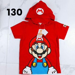 新品 マリオ なりきり Tシャツ パーカー 半袖 130 男の子(Tシャツ/カットソー)