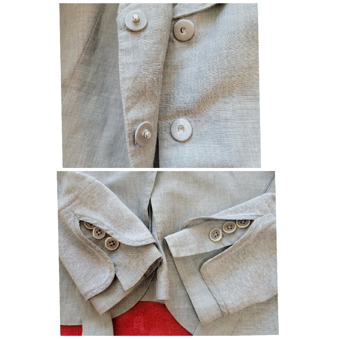 BRUNELLO CUCINELLI(ブルネロクチネリ)のサイズ40 ブルネロクチネリ　麻混　リボン付き　ニット切り替え　ジャケット レディースのジャケット/アウター(テーラードジャケット)の商品写真