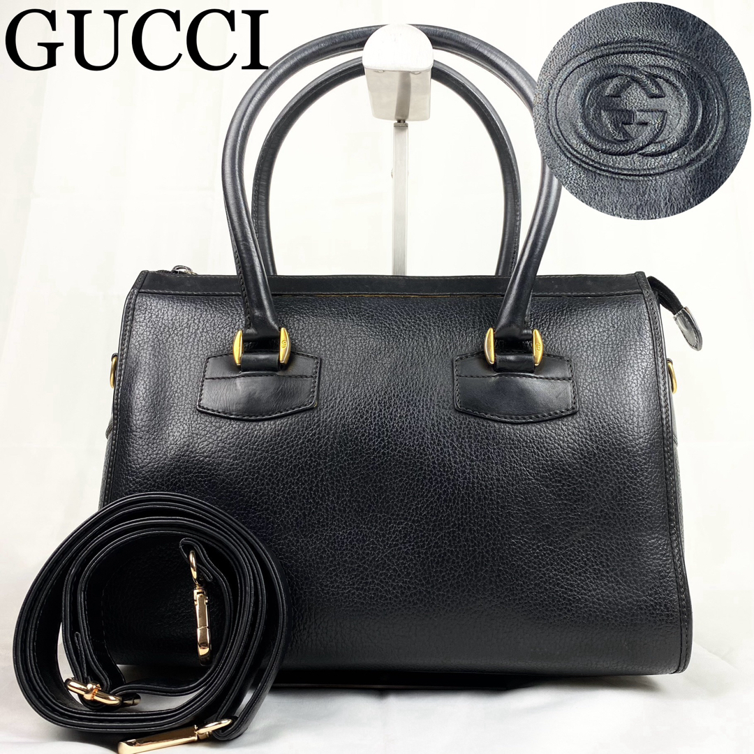 Gucci(グッチ)のGUCCI 2way ショルダーバッグ　インターロッキング　レザー　ブラック レディースのバッグ(ショルダーバッグ)の商品写真