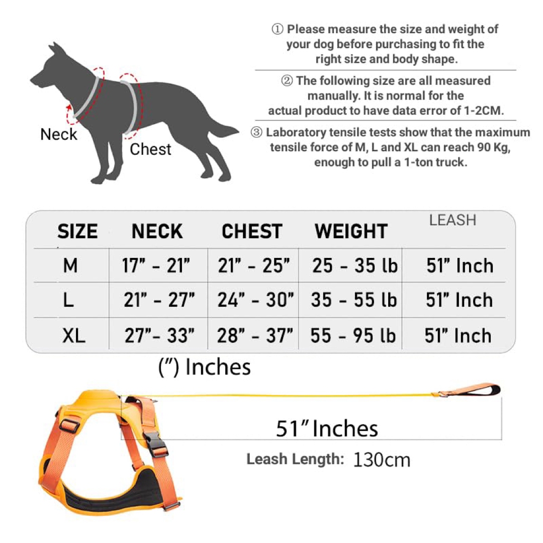 犬用ハーネス 首輪 7-35KG 引っ張り防止 リード付き 中型 大型 散歩 ハンドメイドのペット(リード/首輪)の商品写真