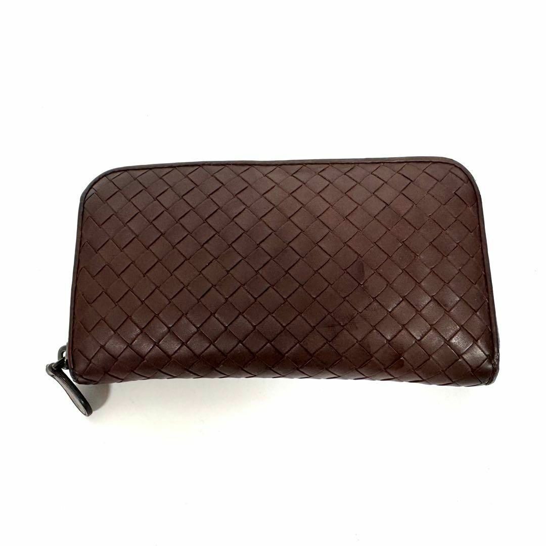 Bottega Veneta(ボッテガヴェネタ)のボッテガヴェネタ 長財布 ラウンドファスナー イントレチャート ブラウン 本革 メンズのファッション小物(長財布)の商品写真