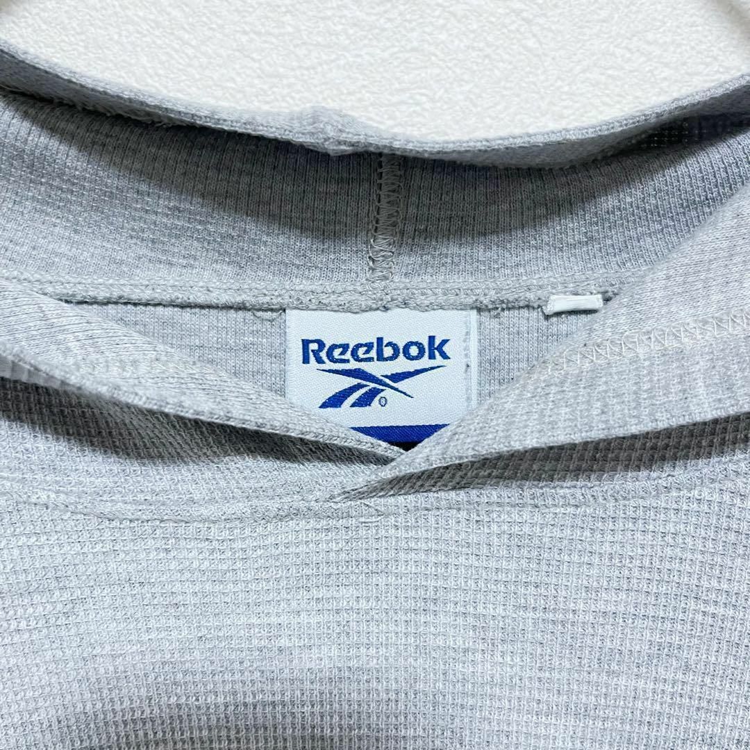 Reebok(リーボック)のリーボック パーカー 90s 古着 L ワンポイントロゴ 無地 グレーa14 メンズのトップス(パーカー)の商品写真