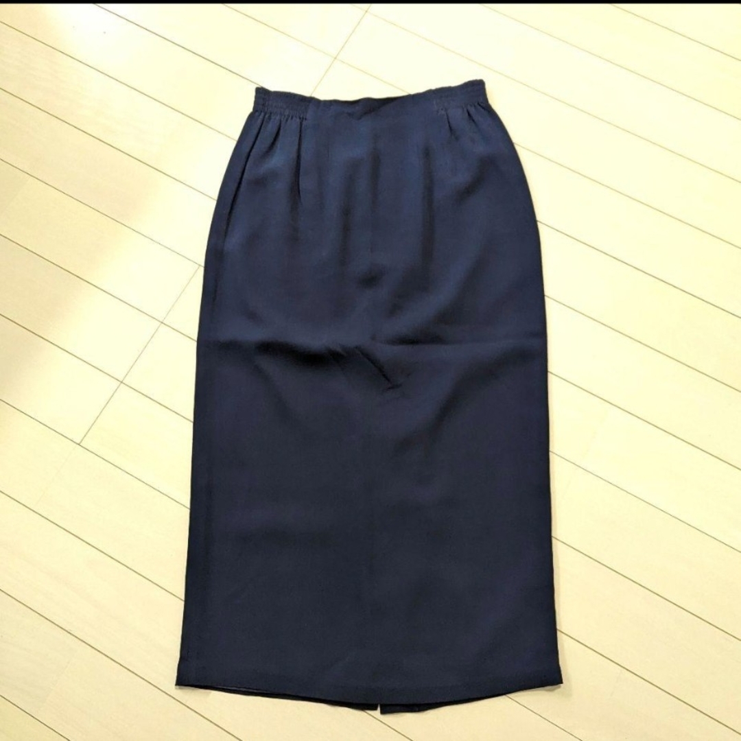 【ロングスカート】シルク ウオッシャブル レディース 紺 L seta レディースのスカート(ロングスカート)の商品写真