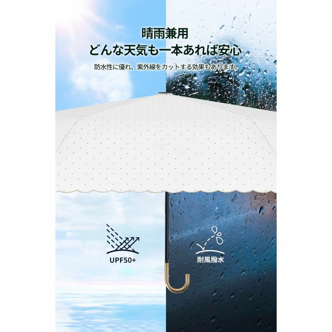 【色: ドット-ネイビー】日傘 折りたたみ傘 超軽量 174g/194g UVカ レディースのファッション小物(その他)の商品写真