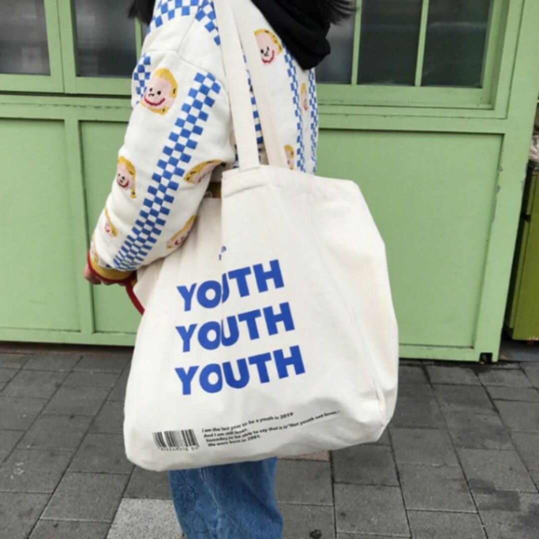 youth ロゴ トートバッグ 大容量 ショルダーバッグ ビッグトート 肩掛け レディースのバッグ(トートバッグ)の商品写真