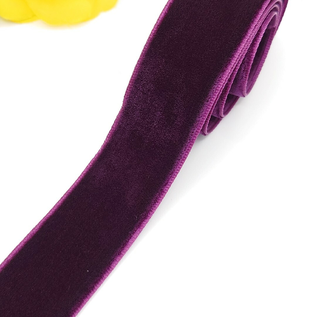 両面　25mm幅　1.5m　紫　ベルベットリボン　両面ベロアリボン レディースのヘアアクセサリー(その他)の商品写真