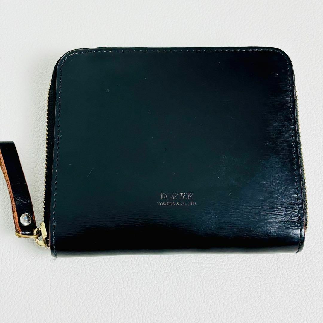 【美品 希少】PORTER ポーター 本革 レザー ラウンドファスナー ブラック メンズのファッション小物(折り財布)の商品写真