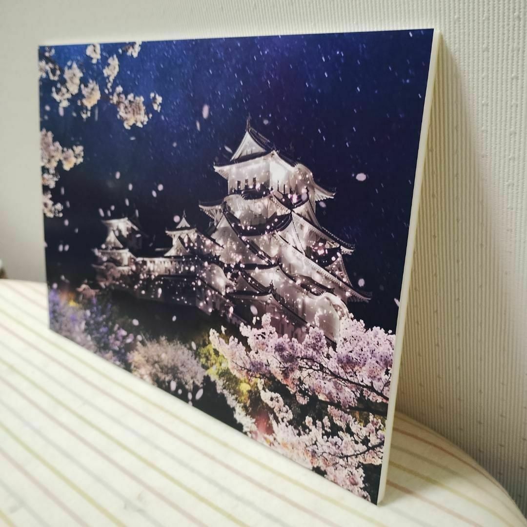 M51 夜桜と姫路城/兵庫/白鷺城/日本の風景/アートパネル エンタメ/ホビーの美術品/アンティーク(絵画/タペストリー)の商品写真