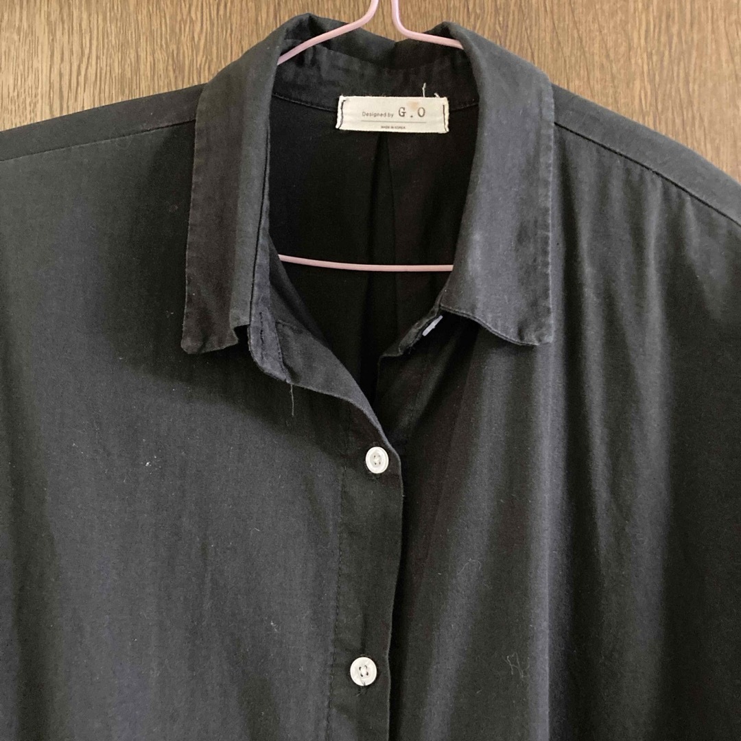 ロングシャツ　黒　 レディースのワンピース(ロングワンピース/マキシワンピース)の商品写真