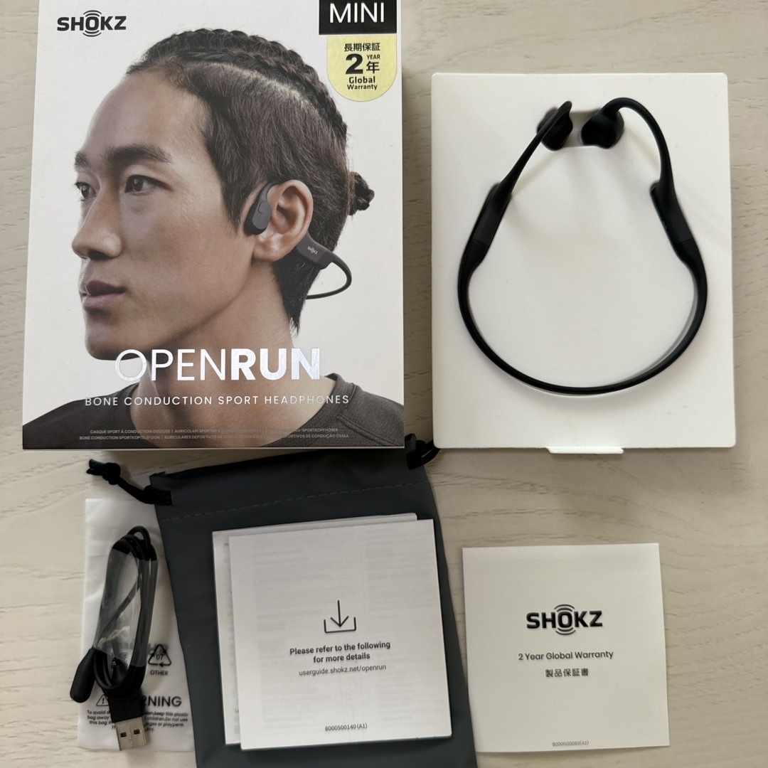 AFTERSHOKZ(アフターショックス)の【美品】 SHOKZ 骨伝導イヤホン OPENRUN MINI BLACK スマホ/家電/カメラのオーディオ機器(ヘッドフォン/イヤフォン)の商品写真