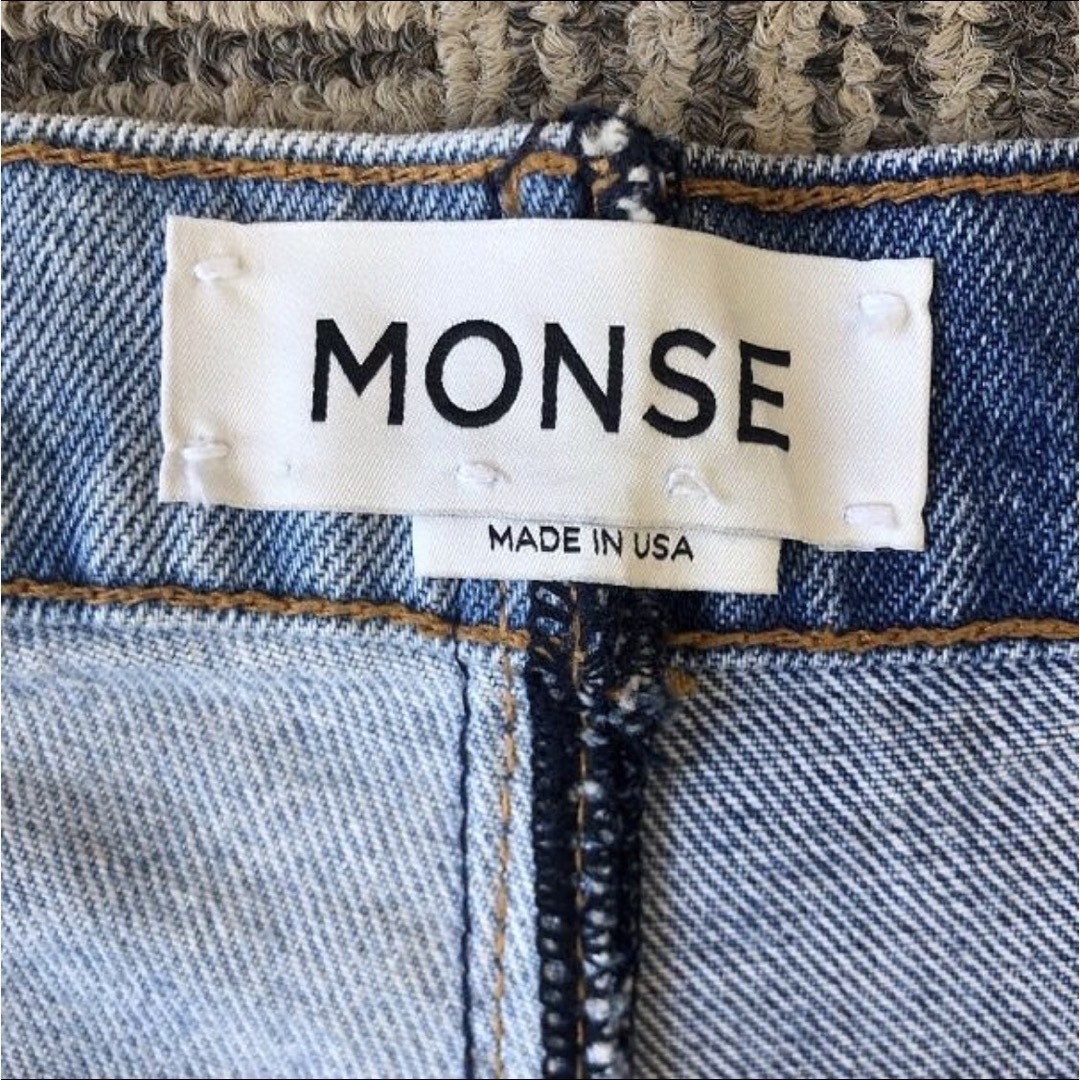 RESTIR(リステア)のMONSE モンス ジーンズ バイカラー デニム クロスオーバー クロップド レディースのパンツ(デニム/ジーンズ)の商品写真