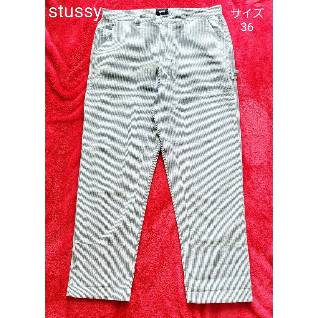 STUSSY(ステューシー)の【希少】サイズ36 ステューシー　ダブルニー　シアサッカー素材　ワークパンツ メンズのパンツ(ペインターパンツ)の商品写真