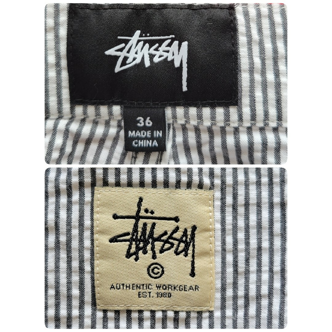 STUSSY(ステューシー)の【希少】サイズ36 ステューシー　ダブルニー　シアサッカー素材　ワークパンツ メンズのパンツ(ペインターパンツ)の商品写真