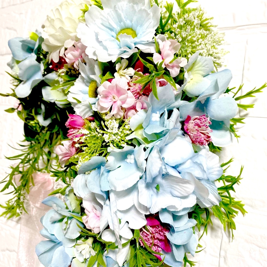 爽やかなブルーグリーンリース☆初夏の香り☆玄関リース☆NO159 ハンドメイドのフラワー/ガーデン(リース)の商品写真
