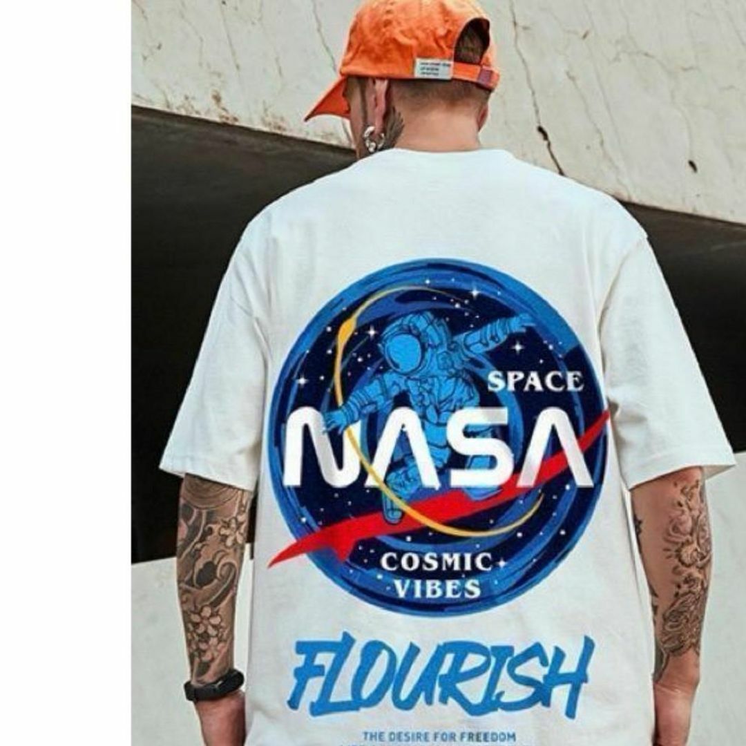 ●【大人気】メンズ　NASATシャツ　白　6XL　オーバーサイズ　バックプリント メンズのトップス(Tシャツ/カットソー(半袖/袖なし))の商品写真