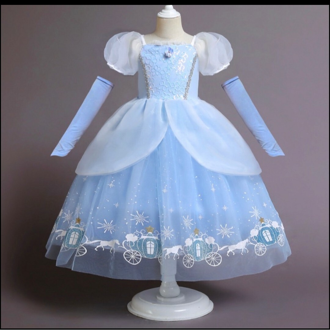 シンデレラ風 プリンセス ドレス キッズ お姫様 120cm キッズ/ベビー/マタニティのキッズ服女の子用(90cm~)(ドレス/フォーマル)の商品写真