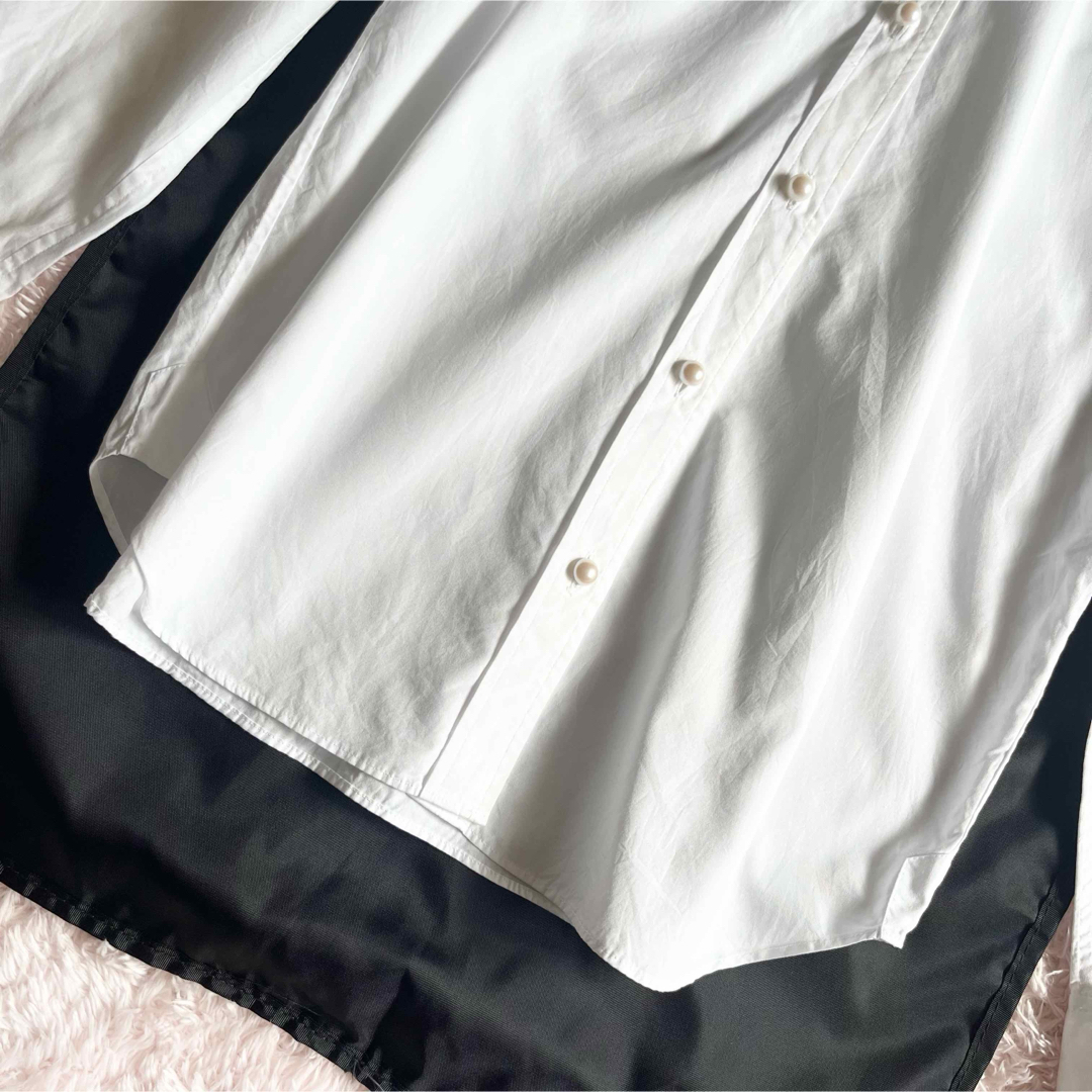 TSUMORI CHISATO(ツモリチサト)のツモリチサト パール ボタンダウンシャツ ブラウス 白 ホワイト 2  M レディースのトップス(シャツ/ブラウス(長袖/七分))の商品写真
