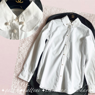 ツモリチサト(TSUMORI CHISATO)のツモリチサト パール ボタンダウンシャツ ブラウス 白 ホワイト 2  M(シャツ/ブラウス(長袖/七分))
