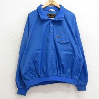 エディーバウアー(Eddie Bauer)のXL★古着 エディーバウアー 長袖 ナイロン ジャケット メンズ 90年代 90s ラグラン スナップT 青 ブルー 【spe】 24may14 中古 アウター ウインドブレーカー(ダッフルコート)