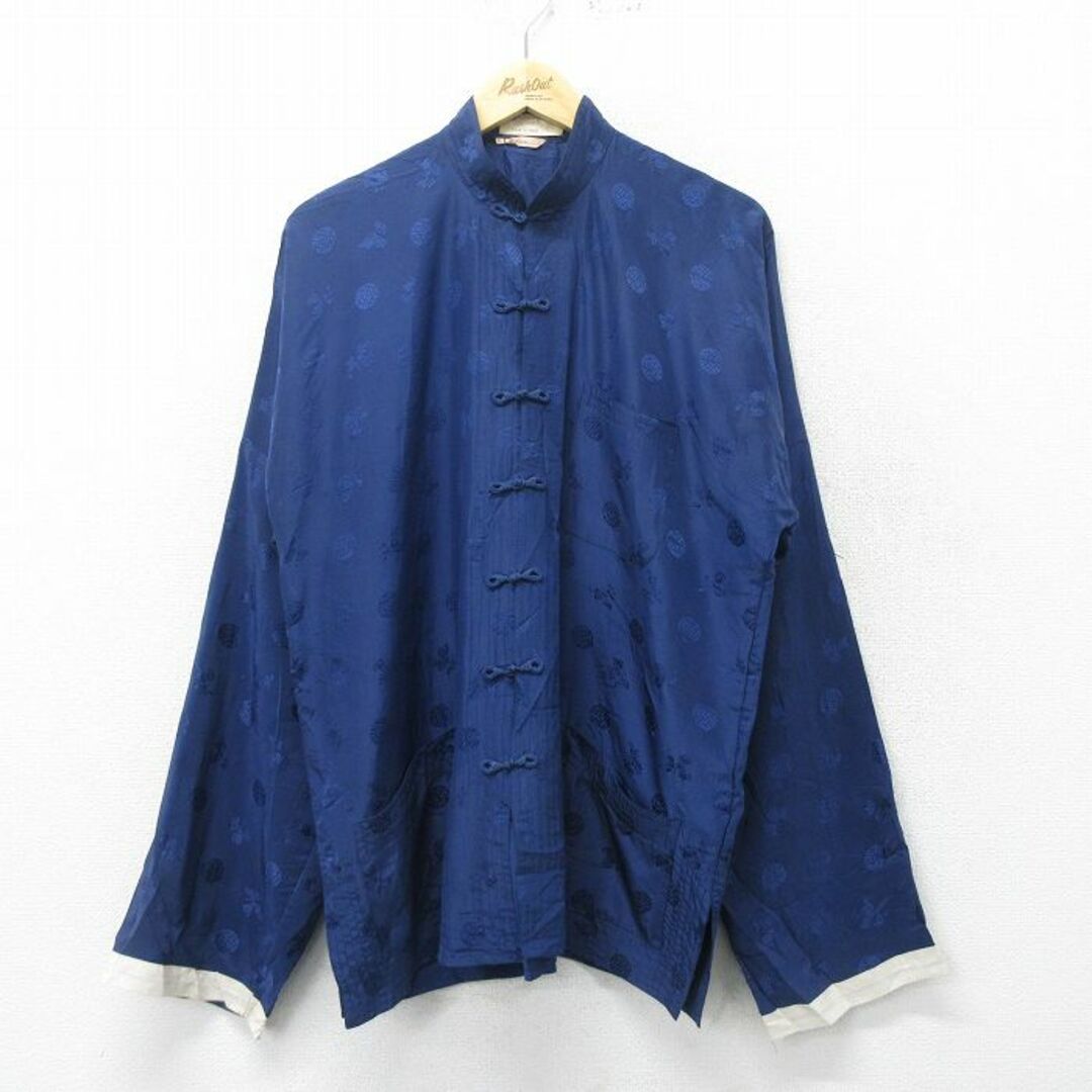 XL☆古着 長袖 チャイナ ジャケット メンズ 80年代 80s シルク XL☆古着 長袖 チャイナ ジャケット メンズ 80年代 80s シルク