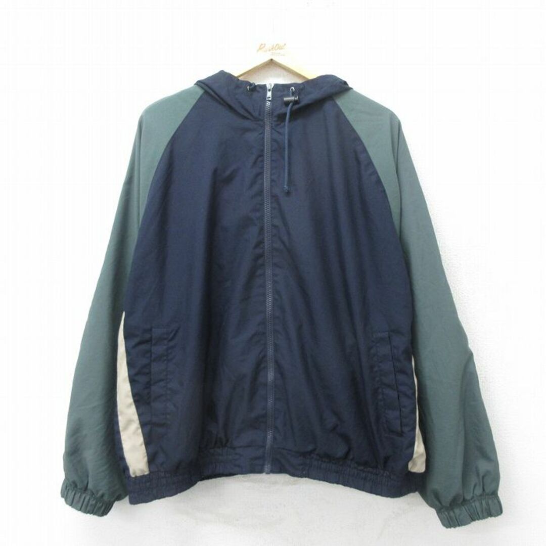 Champion(チャンピオン)のXL★古着 チャンピオン champion 長袖 ジャケット パーカー メンズ 00年代 00s 大きいサイズ マルチカラー ラグラン 紺他 ネイビー 24may14 中古 アウター ジャンパー ブルゾン メンズのジャケット/アウター(ダッフルコート)の商品写真