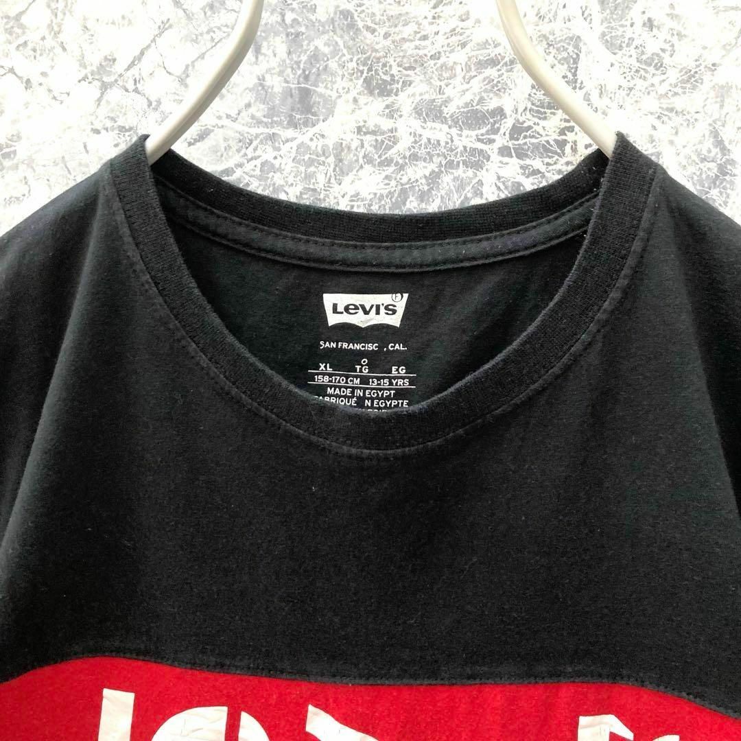 Levi's(リーバイス)のIT93 US古着リーバイスボーダーデカプリントロゴ裾赤タブ半袖Tシャツ大人気 レディースのトップス(Tシャツ(半袖/袖なし))の商品写真